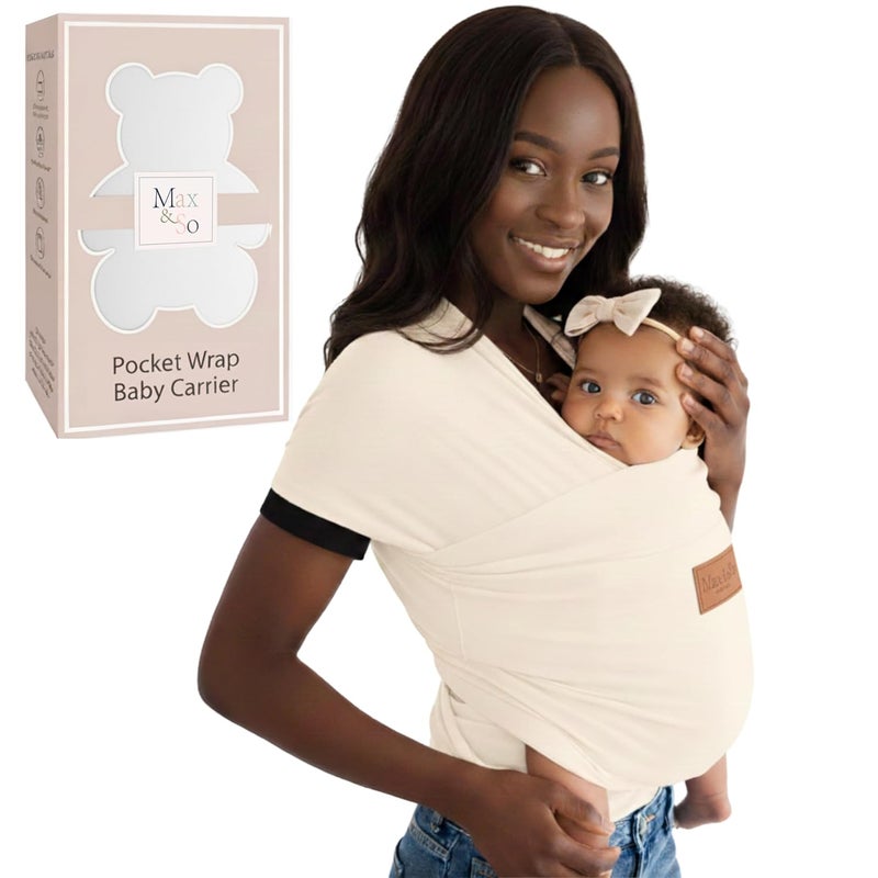 Max&So Baby Wraps Carrier Newborn to Toddler – Soft, Hands-Free & Stretchy – Cotton – Ergonomic, Breathable, Machine Washable – Newborn Baby Sling Carrier – Adjustable Fit (8-35 lbs) - Image 1